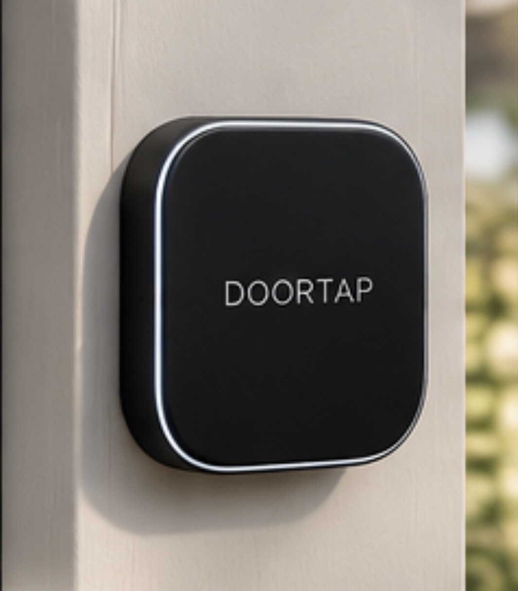 DoorTap prototype mounted on a door frame
